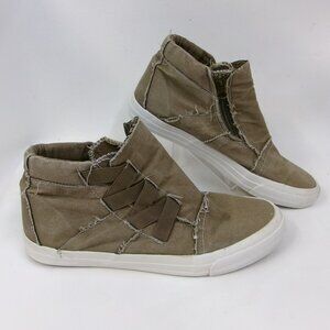 Michael Kors Canvas Khaki Tan Platform Zipper Sneakers Sz‎ 10 Women's